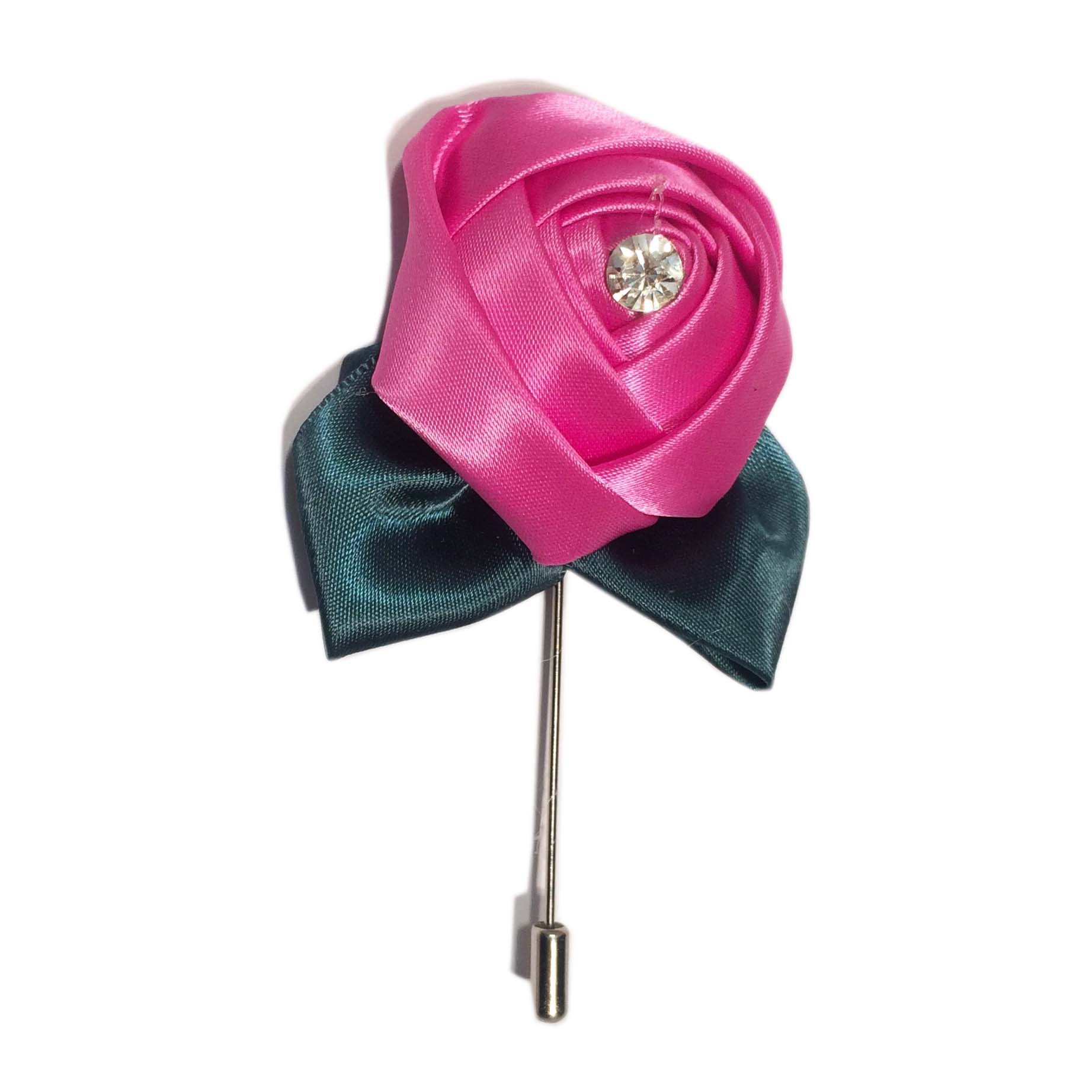 Large Diamond Rose Handmade Brooch Wedding One-word Long Pin Personality Evening Suit Clothing Accessories