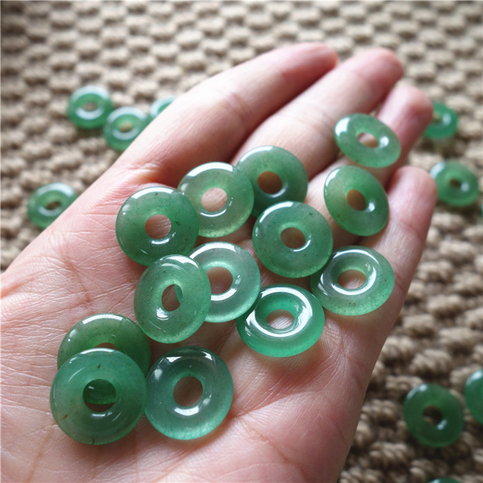 15mm Natural Green Aventurine Nostalgic Peace Buckle Bracelet Earrings Pendant Loose Beads DIY Jewelry Accessories