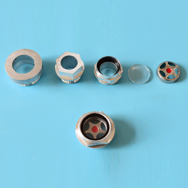 Manufacturer's Spot Aluminum Oil Mirror Aluminum Oil Label Aluminum Alloy Oil Window Hexagonal Oil Viewing Mirror Reducer Vacuum Pump Accessories