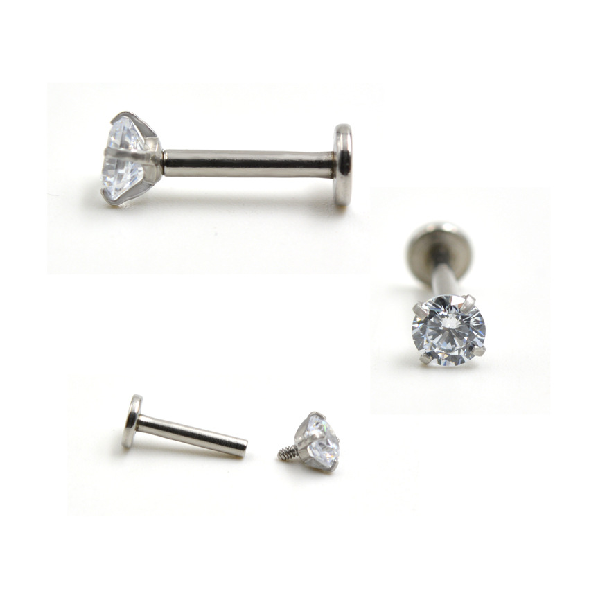 Производитель, 4мм круглые стержни для губ, цветные стержни, позолоченные серьги из циркона