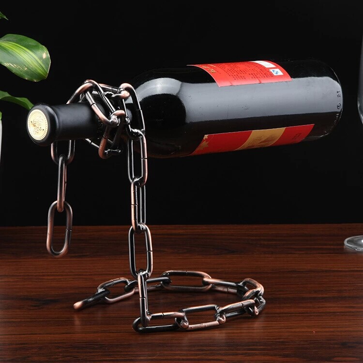 Personalized fashion red wine bottle bracket European creative suspension iron rope wine rack decoration factory direct sales