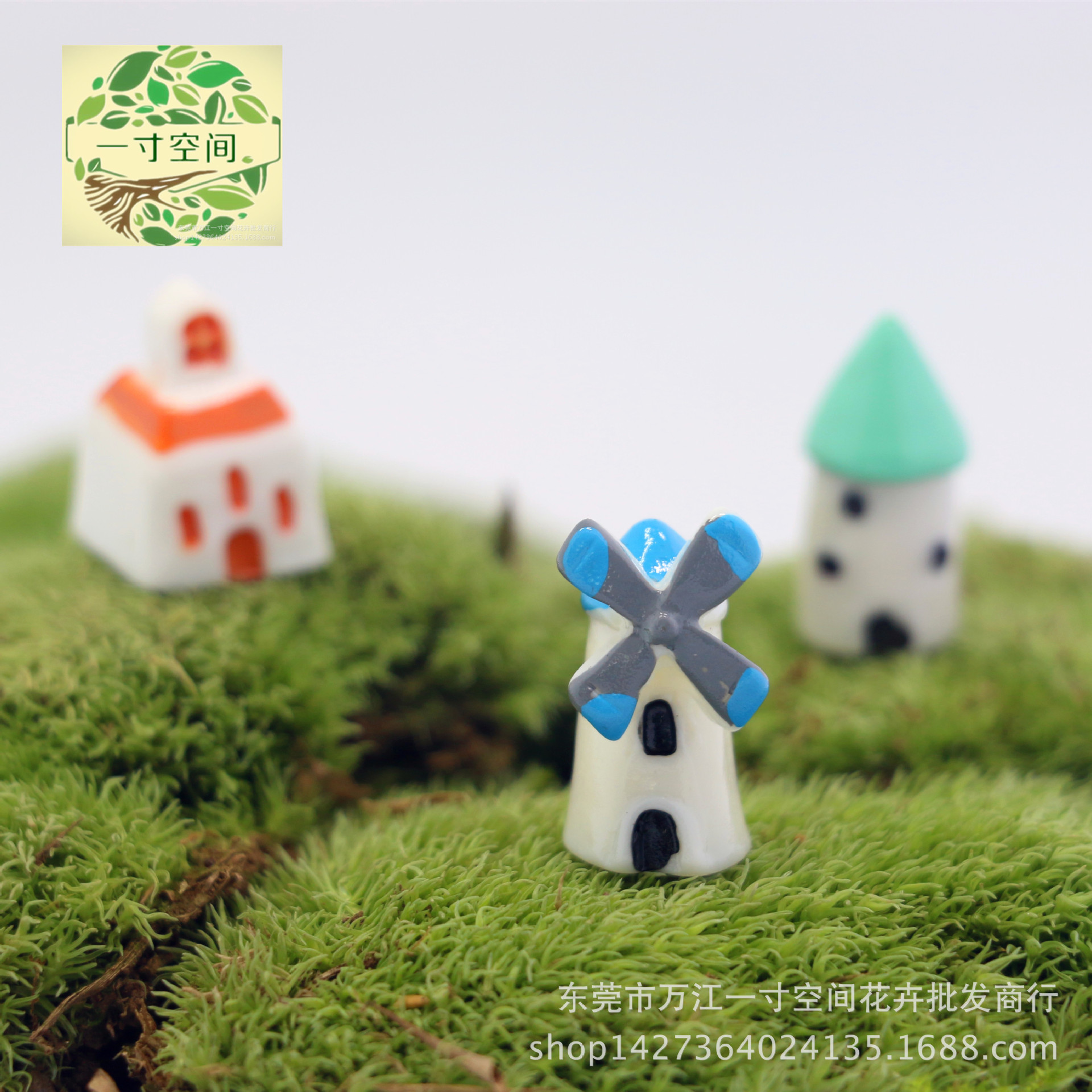 Moss Micro Landscape Fleshy Flower Pot diy Decorative Windmill Cabin Mini Small House Resin Crafts Ornaments
