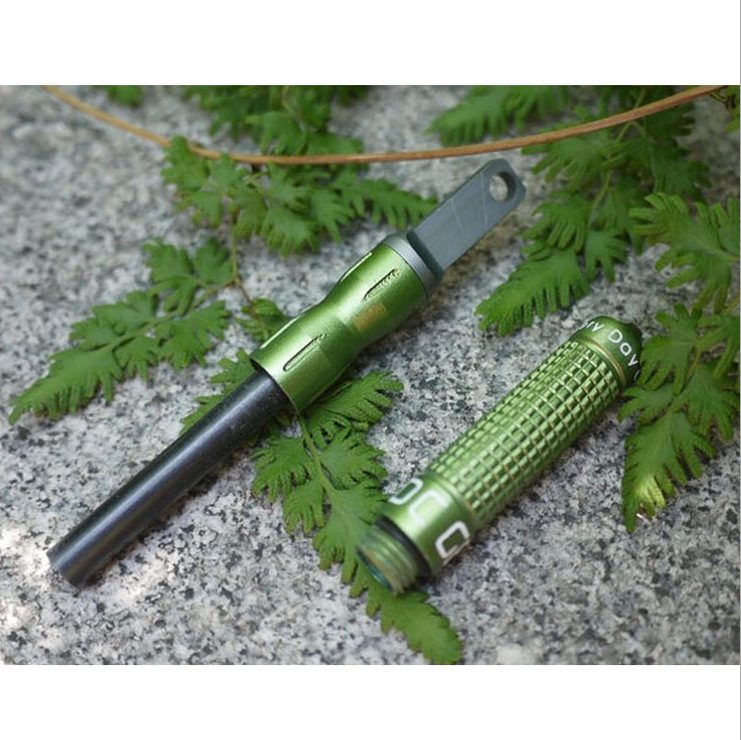 CNC full waterproof outdoor flint lighter stick with super hard alloy blade outdoor camping survival EDC tool