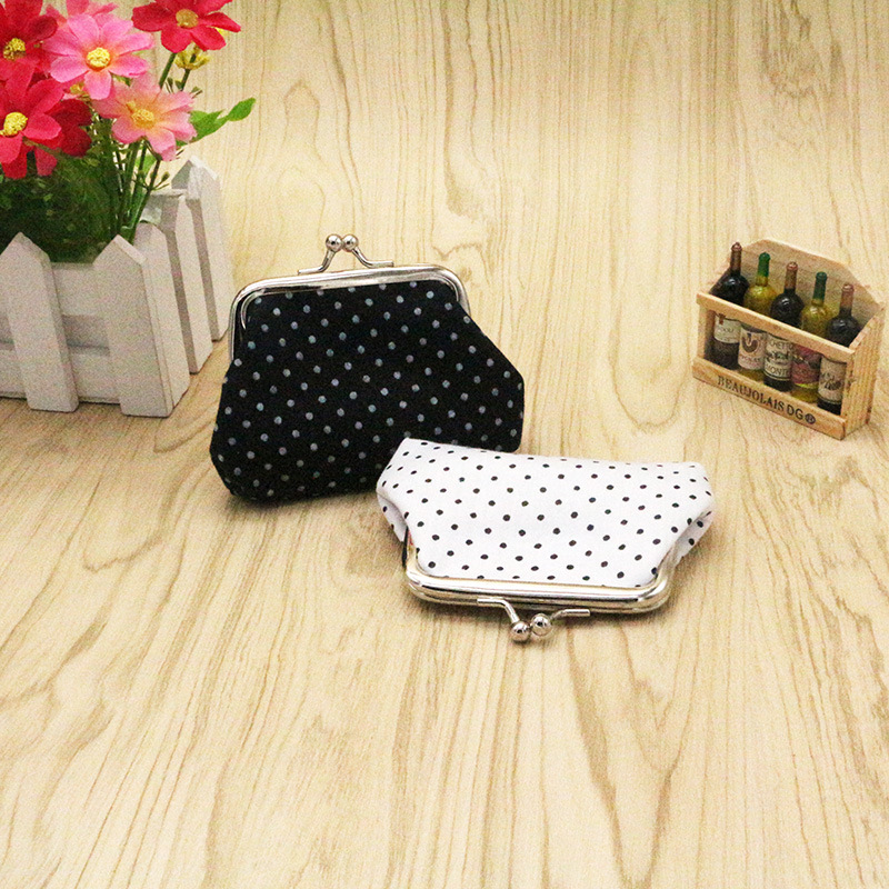 Small dot fabric coin purse buckle women's small bag children's coin bag customer small gift wholesale