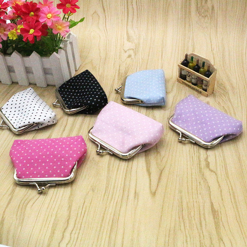 Small dot fabric coin purse buckle women's small bag children's coin bag customer small gift wholesale