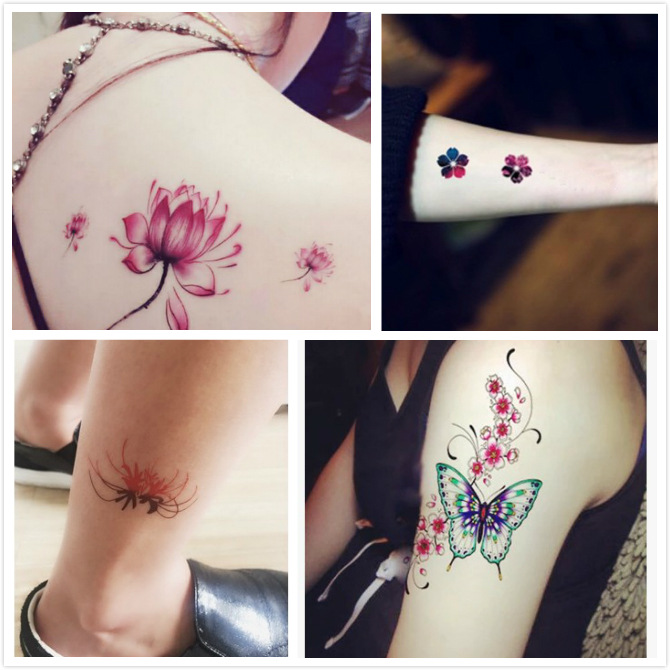 In stock wholesale fresh tattoo stickers durable South Korea Harajuku tattoo flower cartoon star sexy tattoo stickers