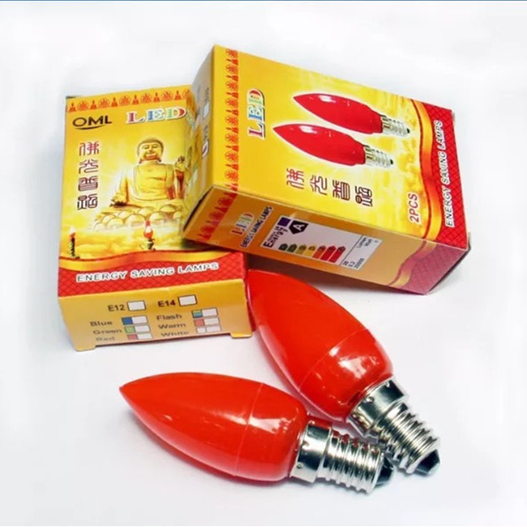 God of wealth LED supply light bulb LED God of wealth light bulb red candle bulb candle light upgraded version full shell bright 1W highlight