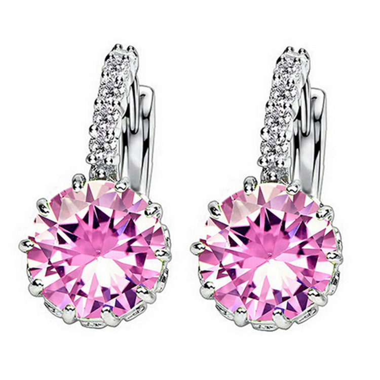 Korean Fashion New 925 Silver Plated Imitation 18K Gold Sunflower Ear Buckle Simple Crystal Zircon Earrings Cross-border E-commerce
