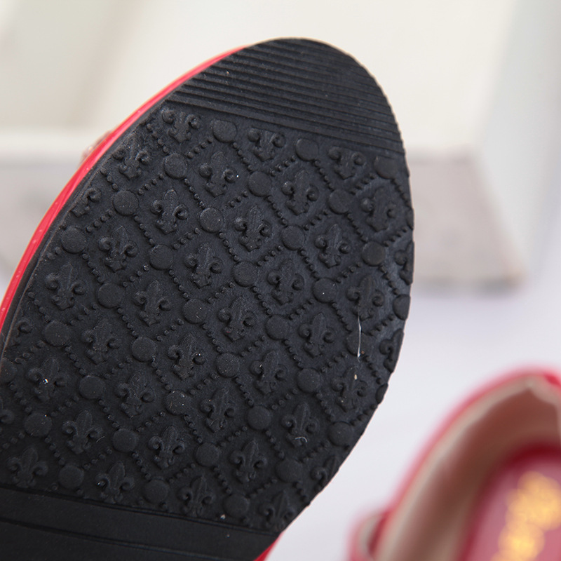 2025 Spring and Autumn Girls' Shoes Korean Style Leather Shoes Student Princess Shoes Red Single Shoes Medium and Large Children's Shoes Bright Leather Single Shoes Women