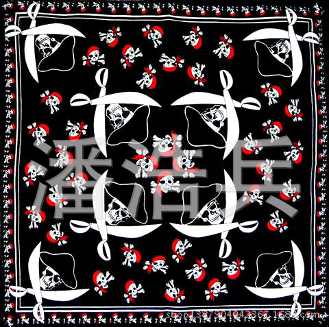 Factory direct pirate hiphop tide cotton square scarf sports hip-hop scarf skull ghost head flame 30 optional