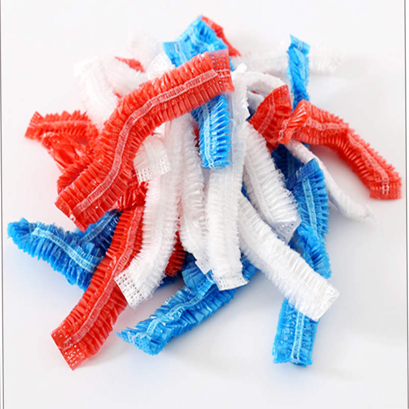 Disposable Plastic Shower Cap Thickened Dustproof Hair Dyeing Hair Treatment Head Cover Strip Waterproof Bath Color Plastic Hat