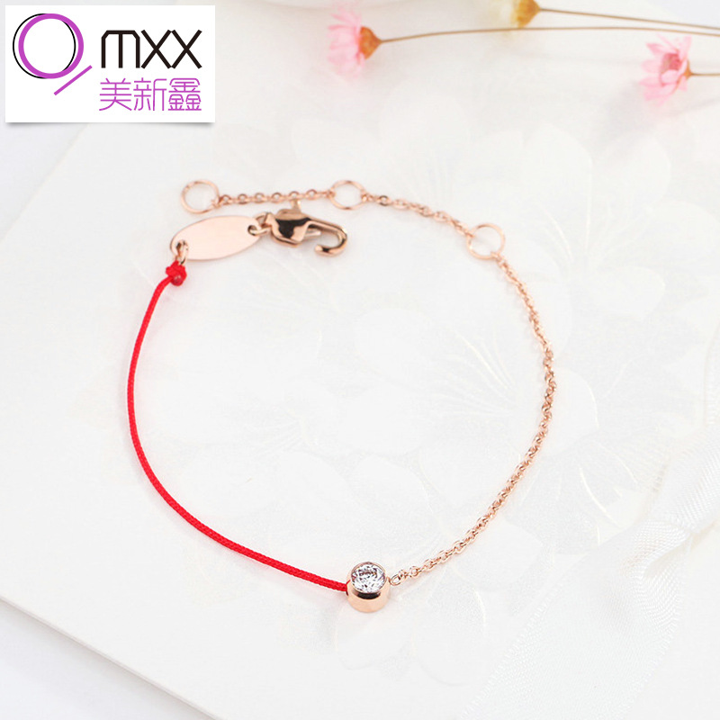 Анклет в год обезьяны, корейская мода, тонкая красная веревка, титановая сталь, позолота