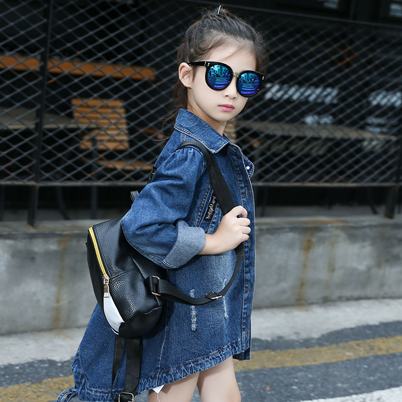 Girls' Denim Jacket 2025 New Spring and Autumn Fashionable Cardigan Jacket for Big Children Korean Style Mid-Length Denim Clothing Trendy