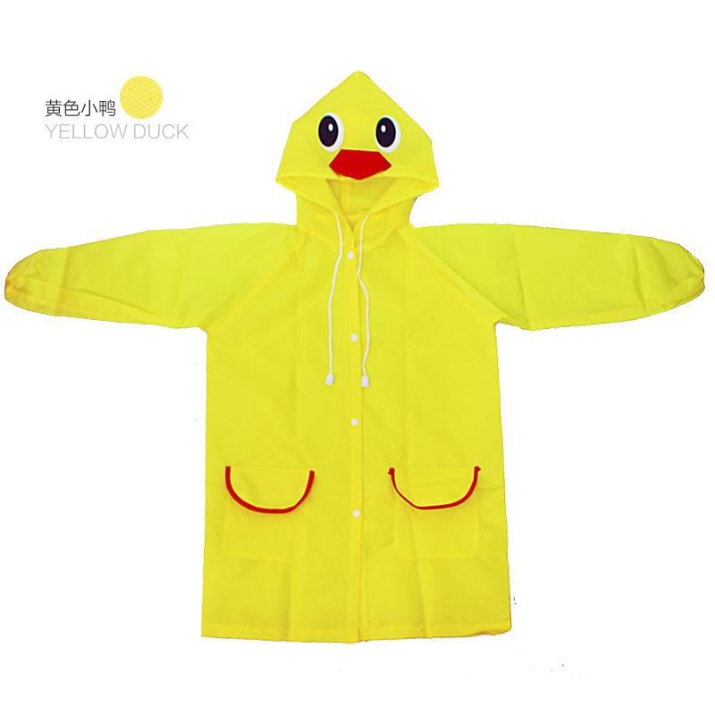 Thickened children's raincoat poncho cartoon baby raincoat rain gear kindergarten student little yellow duck raincoat wholesale