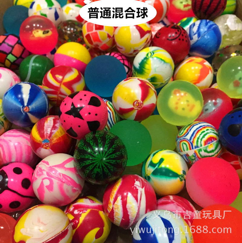 New 32mm elastic ball mixed with one yuan egg Twisting Machine jump ball rubber solid ball children's toy egg twisting ball