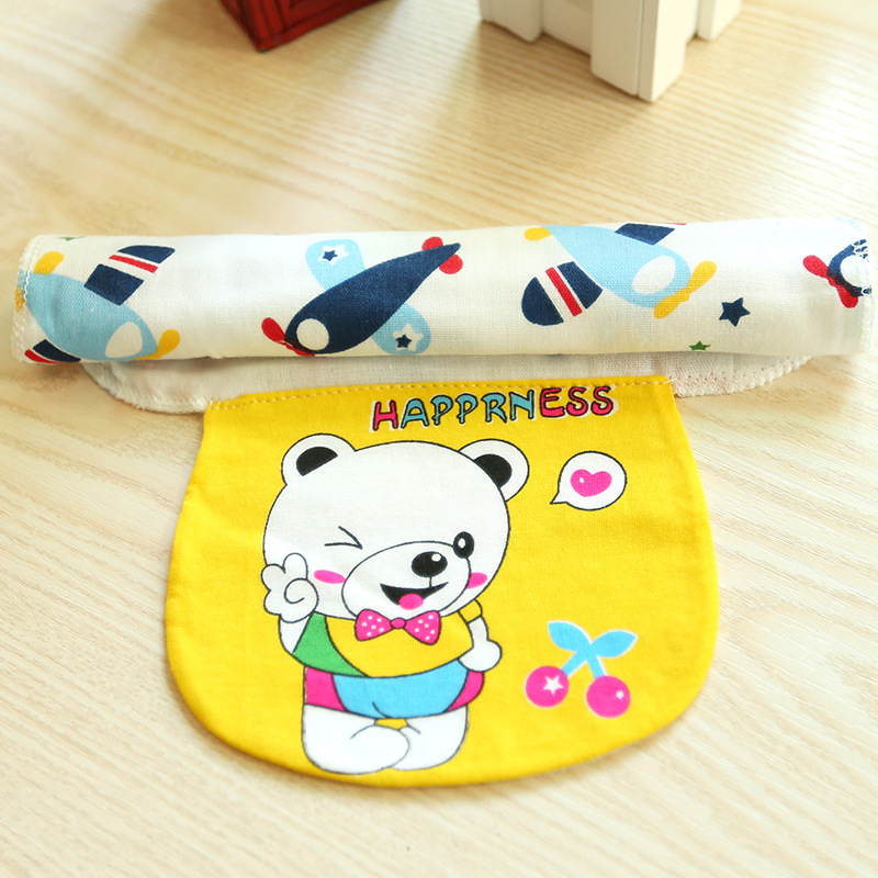 Детское полотенце для пота из хлопкового газа, четырехслойное, с мультяшным принтом, для младенцев, дополнительное большое полотенце для спины в детском саду