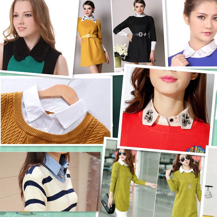 Женский фальшивый воротник, воротник свитера, воротник рубашки, воротник с бусинами, индивидуальный заказ