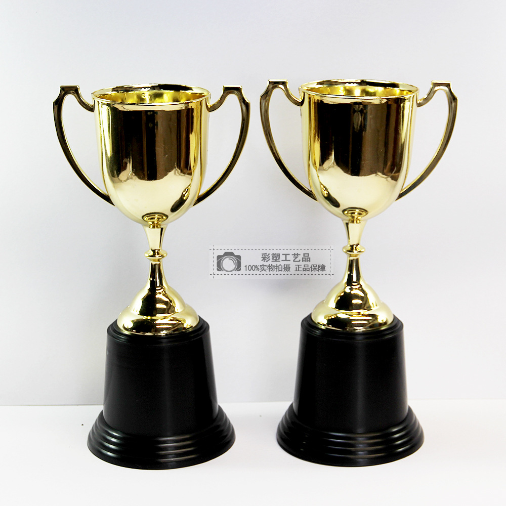9inch Round Bottom Plastic Gold Plated Trophy Factory Wholesale for Sale School Competition Learning Trophy