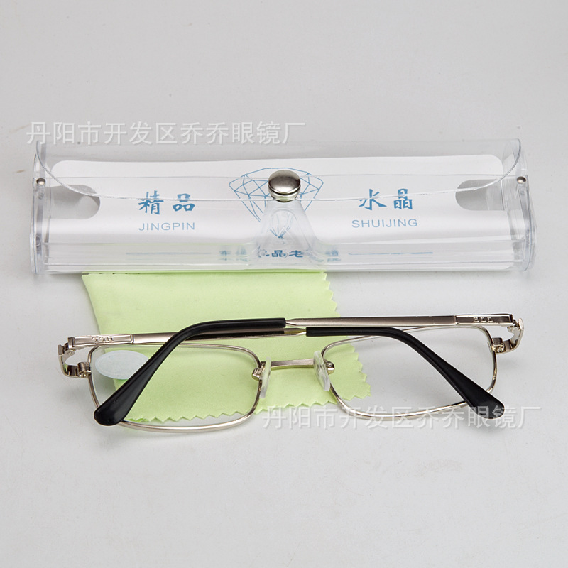 Factory Sales of East China Sea Glass Reading Glasses Street Stall Crystal Full Frame Elderly Glasses Transparent Box Wholesale Elderly Reading Glasses Presbyopia