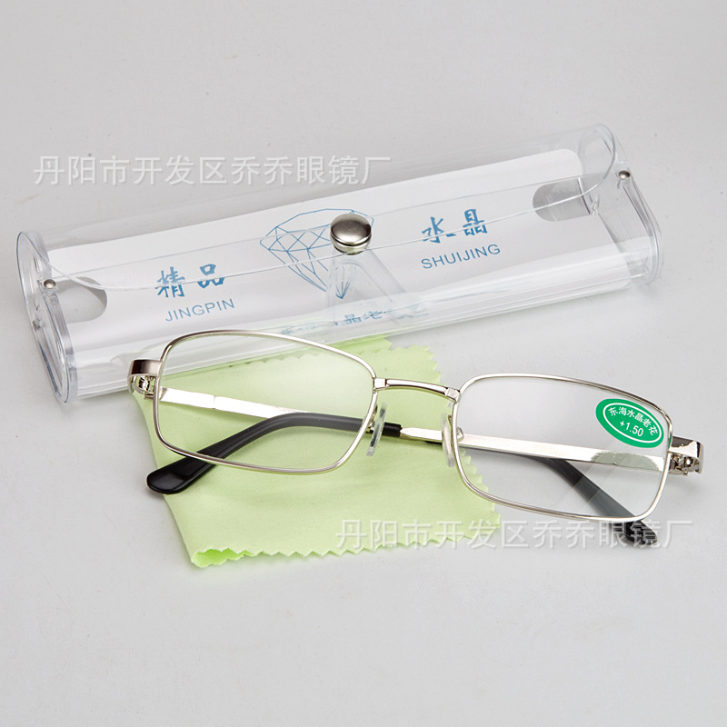 Factory Sales of East China Sea Glass Reading Glasses Street Stall Crystal Full Frame Elderly Glasses Transparent Box Wholesale Elderly Reading Glasses Presbyopia