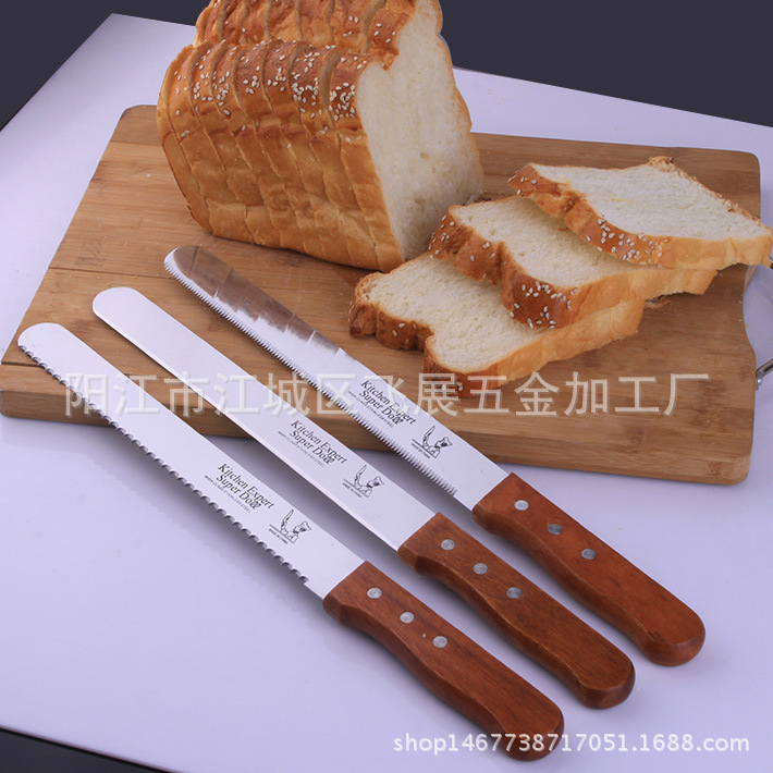Yangjiang source factory in stock 10-inch bread knife cake knife baking tool fine tooth coarse tooth toothless toast knife