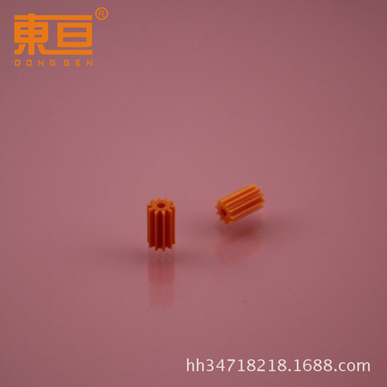 102A Long Soft Orange Red Soft Rubber Motor Gear Straight Teeth Easy to Install Version Height 10mm Tightly with 2mm Shaft