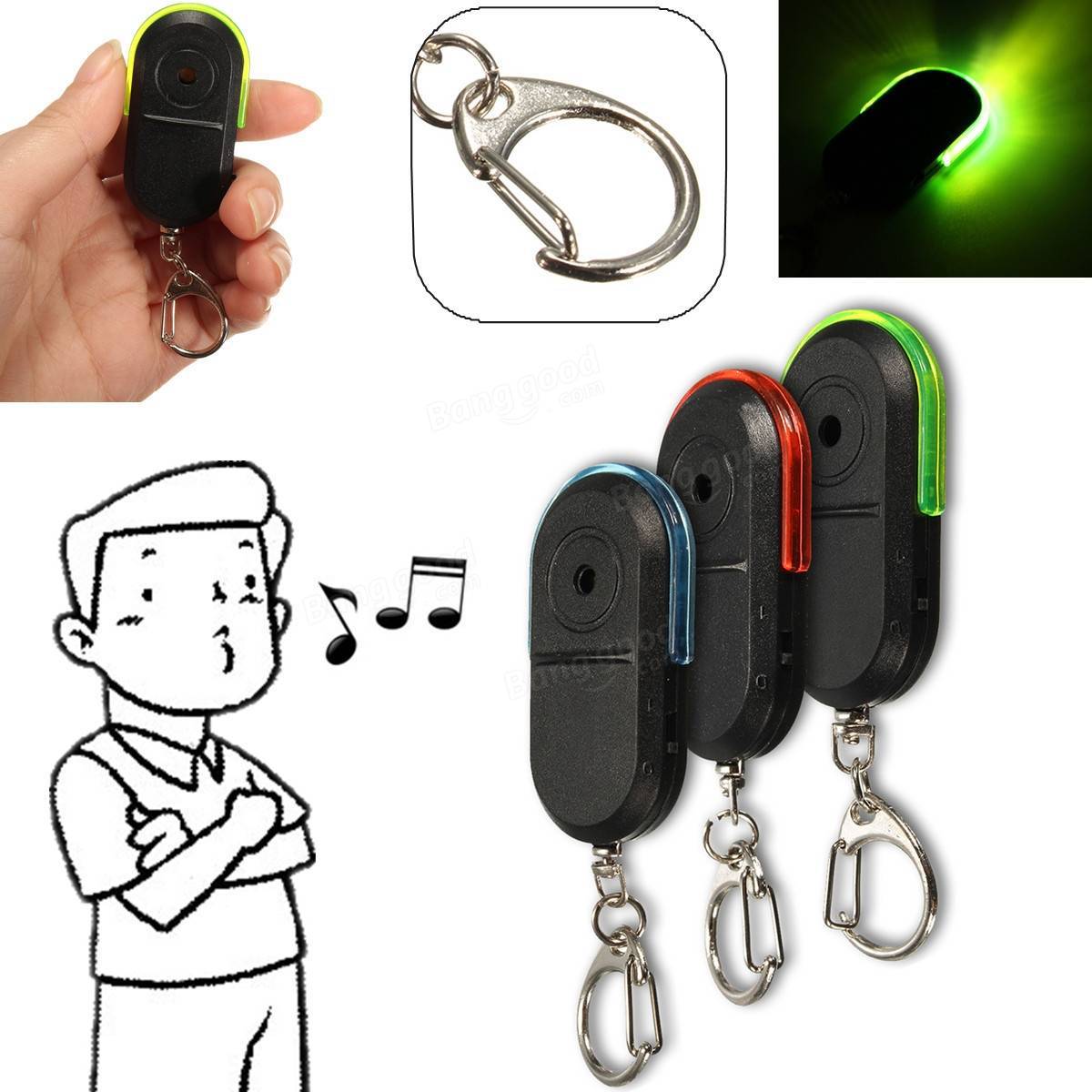 Cross-Border Factory Key Anti-Loss Device, Voice-Activated Led Whistle Finder, Elderly Object Finder, Anti-Theft Device