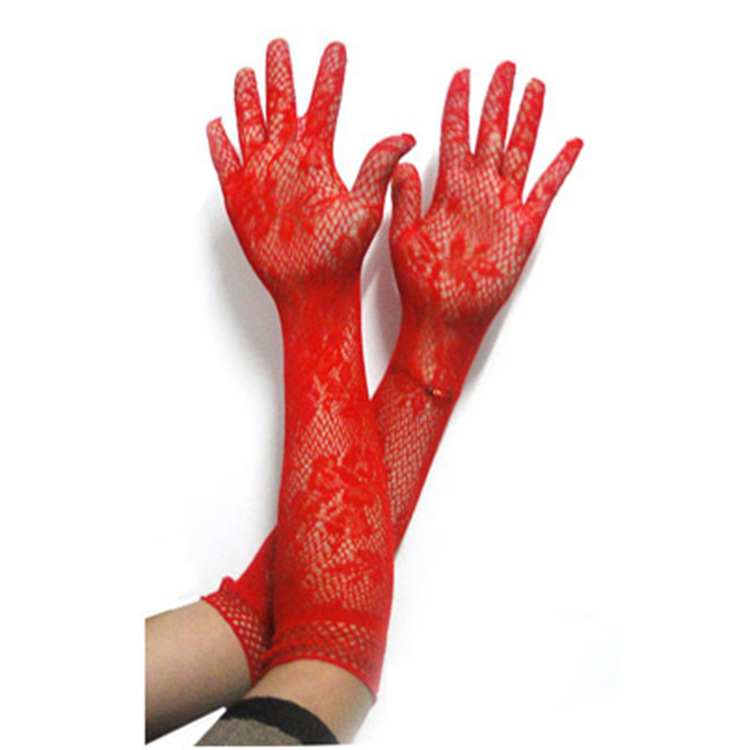 Lingerie Accessories Transparent Lace Hollow High Elastic Gloves Lace Mesh Gloves Long Hair 5050