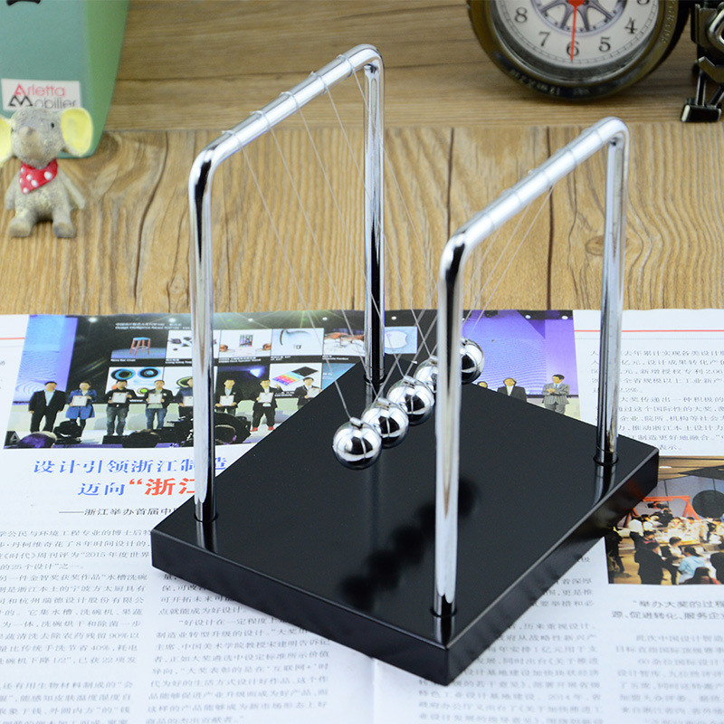 Wooden Base Stainless Steel Bracket Square Newton Pendulum Ball Bumper Ball Anti-Breakage Line Business Gift Ornaments