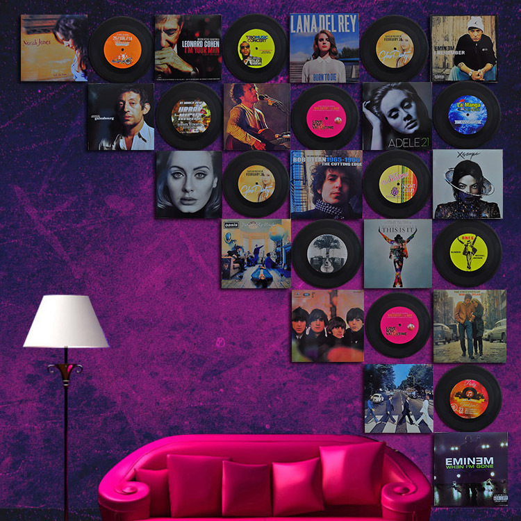 Vinyl Record Decoration Retro Poster Sticker Wall Sticker Bar Restaurant Cafe Milk Tea Shop Ornaments Wall Hanging