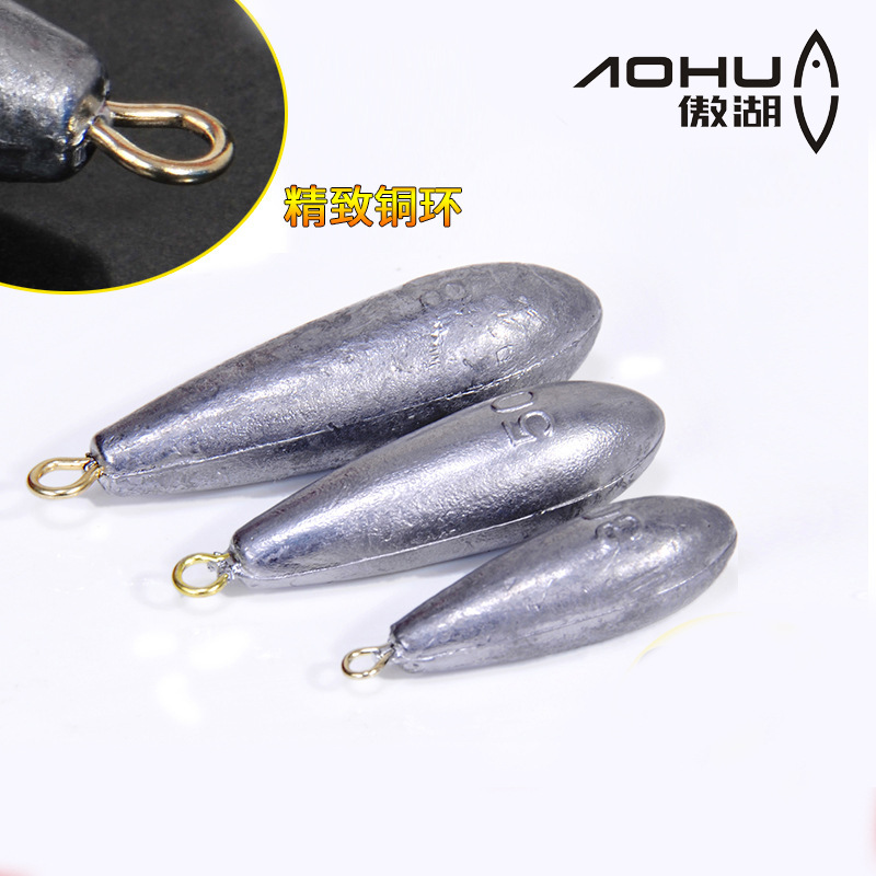 Aohu Lead Pendant Wholesale Water Drop Lead Copper Ring Willow Leaf with Ring Lead Pendant Factory Direct Sales Fishing Lead Fishing Gear