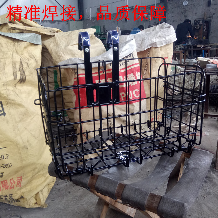 Factory Direct bicycle front and rear folding iron basket hanging blue mountain bike basket lengthened can be made