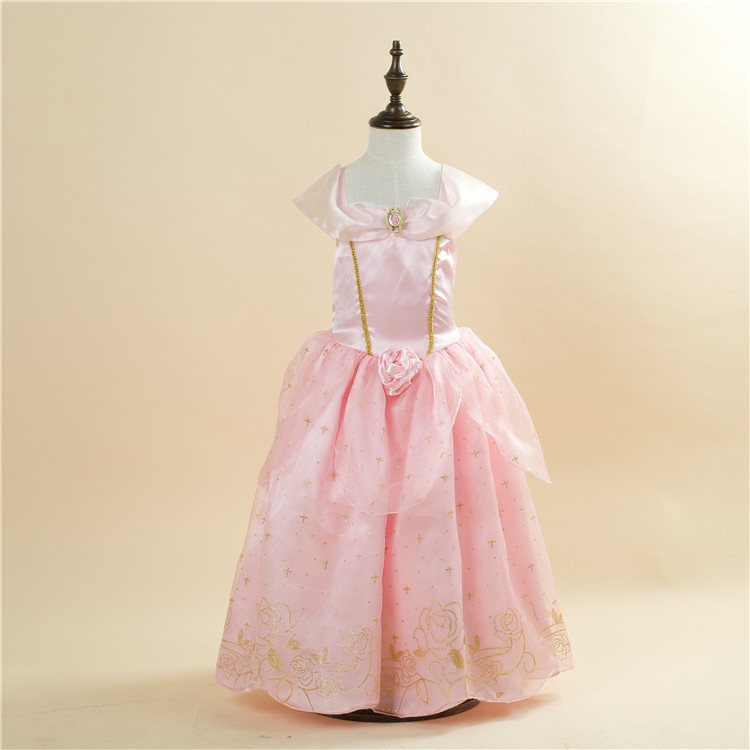 2025 Foreign Trade Girls Frozen Princess Dress Belle Princess Dress Children's Day Birthday Christmas Performance Dress
