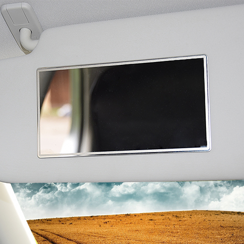 Car Sun Visor Stainless Steel Vanity Mirror, High-Definition Mirror Polished Without Grainy Feel, Distortion-Free Interior Rearview Mirror
