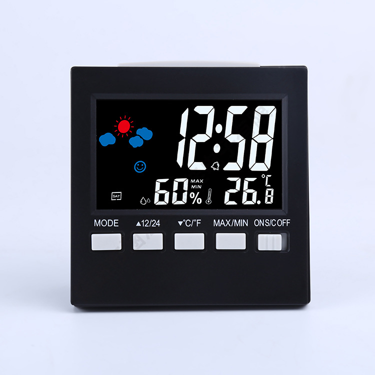 Factory Direct color screen meteorological clock temperature and humidity digital display electronic alarm clock intelligent voice control backlight wholesale desktop clock