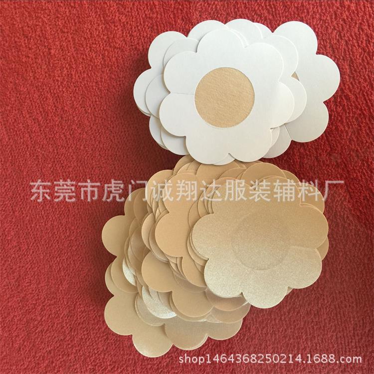 Disposable satin breast patch invisible breathable anti-bump flower-shaped round breast patch multicolor optional manufacturers hot sale