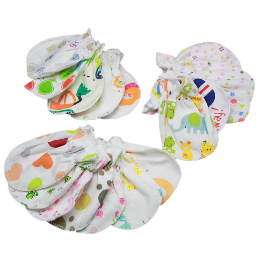 Independently Packaged Cross-Border New Baby Products Cartoon Baby Gloves Newborn Anti-Scratch Cotton Protective Gloves