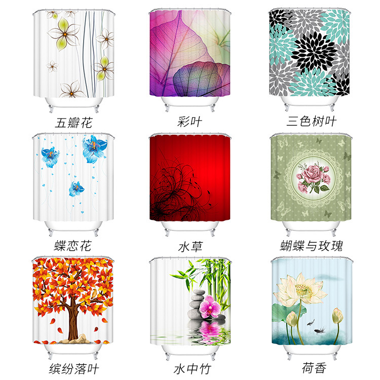 Креативная шторка для душа с цифровой печатью, водоотталкивающая, противогрибковая, шторка для ванной, оптовая продажа