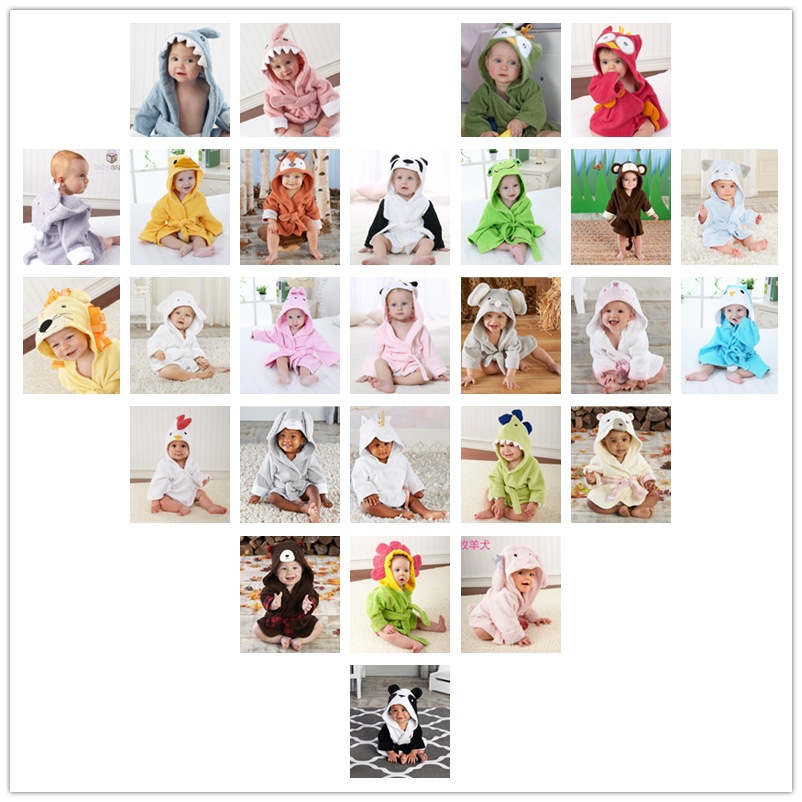 40 cotton children's bathrobe animal shape baby hooded absorbent wearable towel baby home clothing factory wholesale
