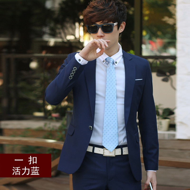 Spring and Autumn Men's Suit Slim-fit Youth Business Wear Small Suit Jacket Men's Single West-Korean Top Groom Casual