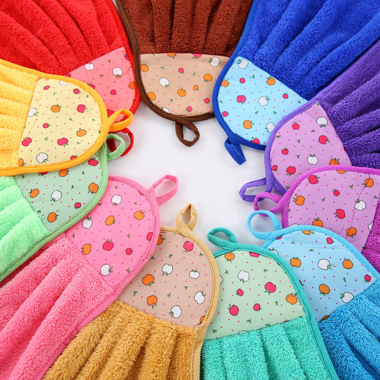 Coral fleece hand towel microfiber towel hook hanging towel kitchen bathroom cleaning absorbent towel