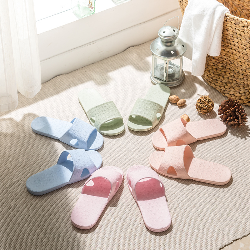 S 80% off Anti-Slip Bathroom Couple Hotel Shower Slippers with Linen Bag, Portable Eva Material