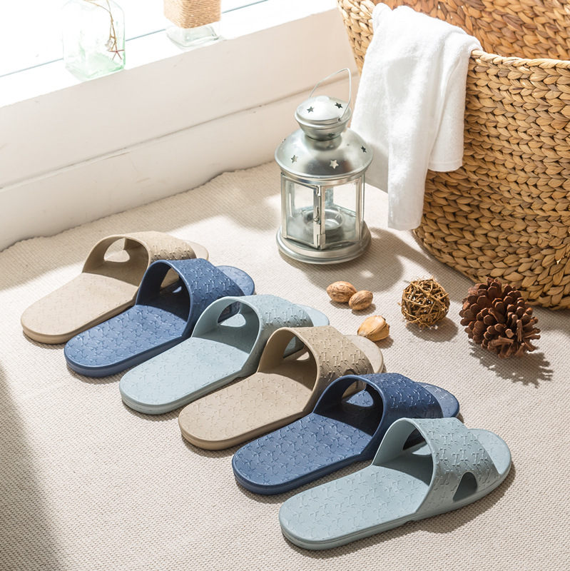 S 80% off Anti-Slip Bathroom Couple Hotel Shower Slippers with Linen Bag, Portable Eva Material