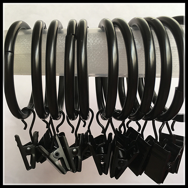 Горячий кросс-бодрящий черный электрофорезный железный кольцо для штор Электрофорезный зажим для штор Электрофорезный черный зажим для душа