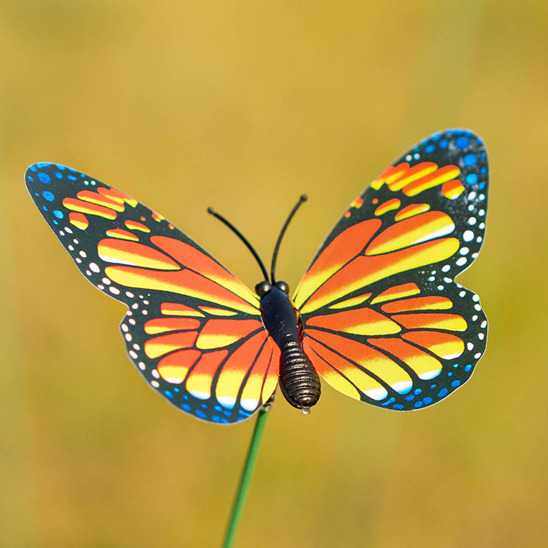 7cm Simulated Pole Butterfly 3D Outdoor Garden Wooden Pile Decoration Holiday Table Placement Pvc Stereo Cutting Butterfly