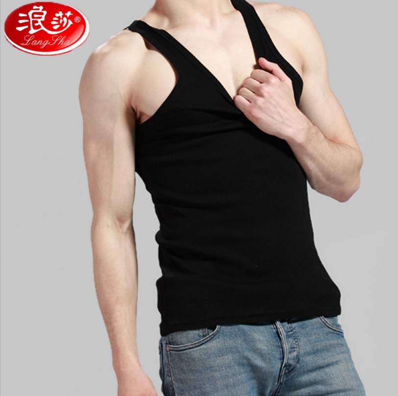 Langsha Vest Summer Men's Pure Color Cotton Bottoming Shirt Slim Tight Sports Casual T-Shirt Wholesale Dropshipping