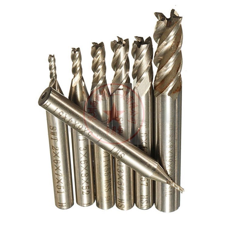 Combination suit high speed steel milling cutter 7-piece set 4-blade high speed steel straight handle end milling cutter suit British milling cutter suit