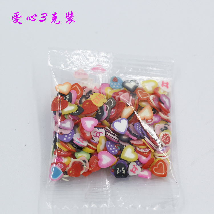 Foreign trade hot nail jewelry soft pottery fruit cartoon mixed soft pottery 3 grams beauty patch 250PCs