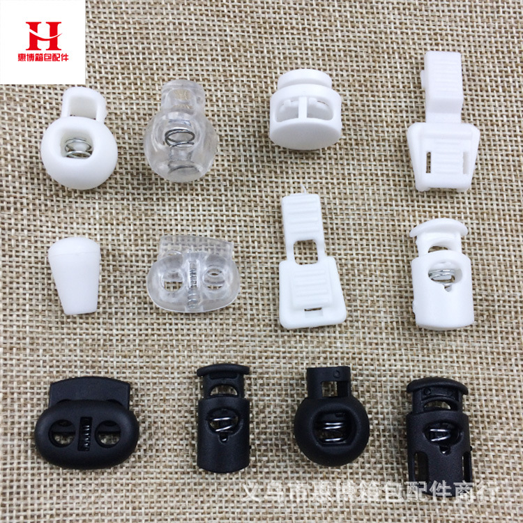 Ready Supply of Nylon Spring Buckles, Plastic Rope Buckles, Large Round Beads, Single Hole, Double Hole Clamp Rope Adjustment Buckles, Luggage Accessories