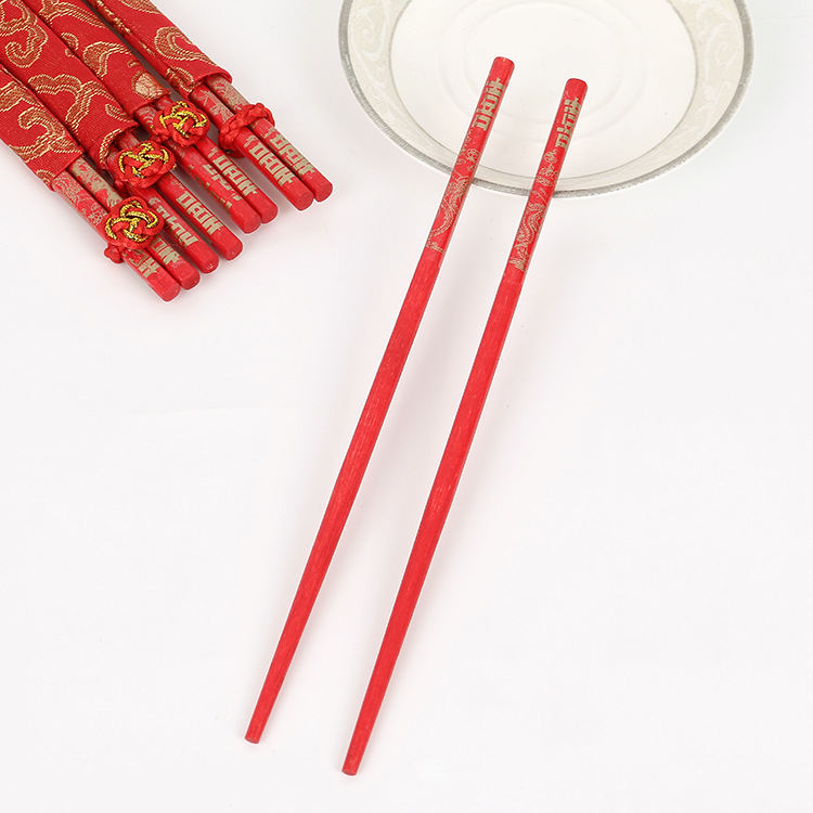 Manufacturer Wholesale Red Wedding Chopsticks Dragon and Phoenix Chopsticks Wedding Special Dance Props Red Chopsticks Wedding Banquet Tableware Set